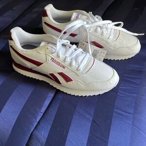 Reebok Royal Glide Ripple White and Maroon Sneakers NWT
